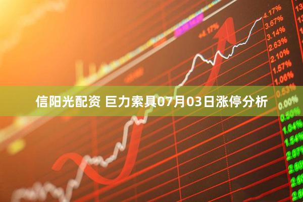 信阳光配资 巨力索具07月03日涨停分析